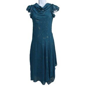 Vtg Y2K Speechless Dress Girl 16 Teal Handkerchief Hem Glitter Fairy Whimsigoth